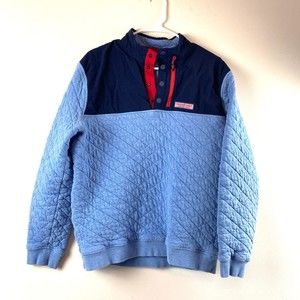 Vineyard Vines Blue and Red Quilted Sweatshirt